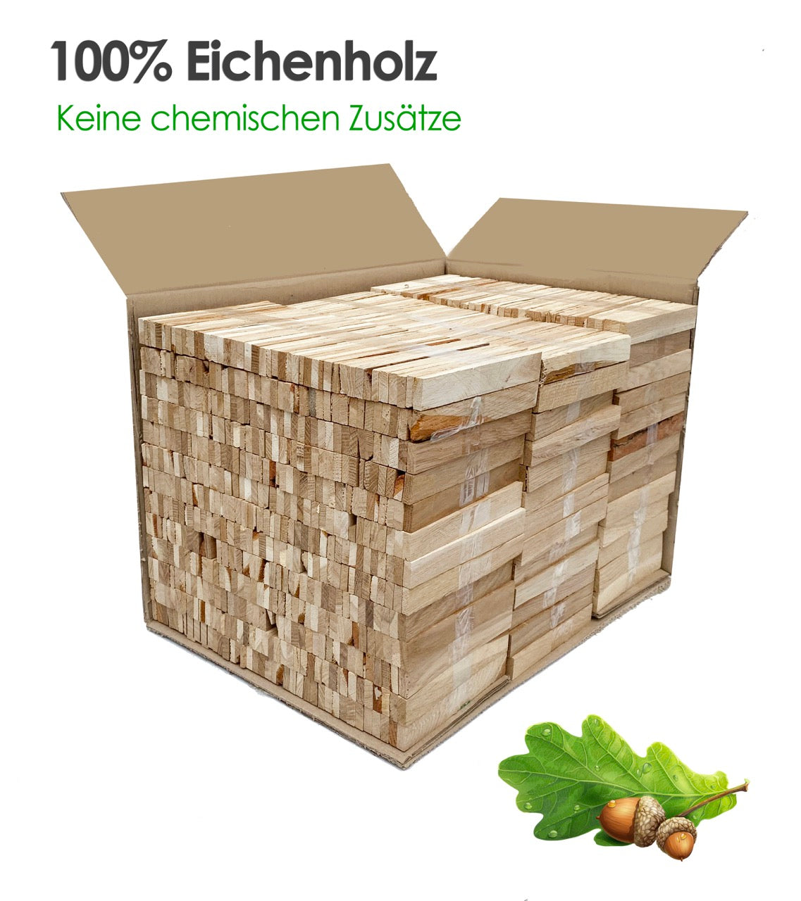 Karton mit 38 Platten Bastel-Holzleisten aus 100 % Eichenholz, ohne chemische Zusätze