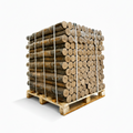 Nestro Holzbriketts aus Eiche - komplette Palette 960 kg, gestapelte Rundbriketts auf Einwegpalette