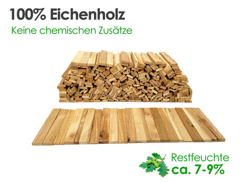 Anfeuerholz Eiche Premium aus 100 % Eichenholz, Restfeuchte ca. 7-9 %, ohne chemische Zusätze