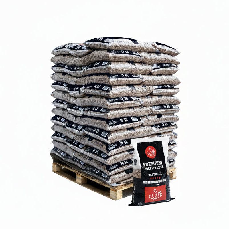 Pallet met zakken Premium houtpellets hardhout van eiken, 975 kg