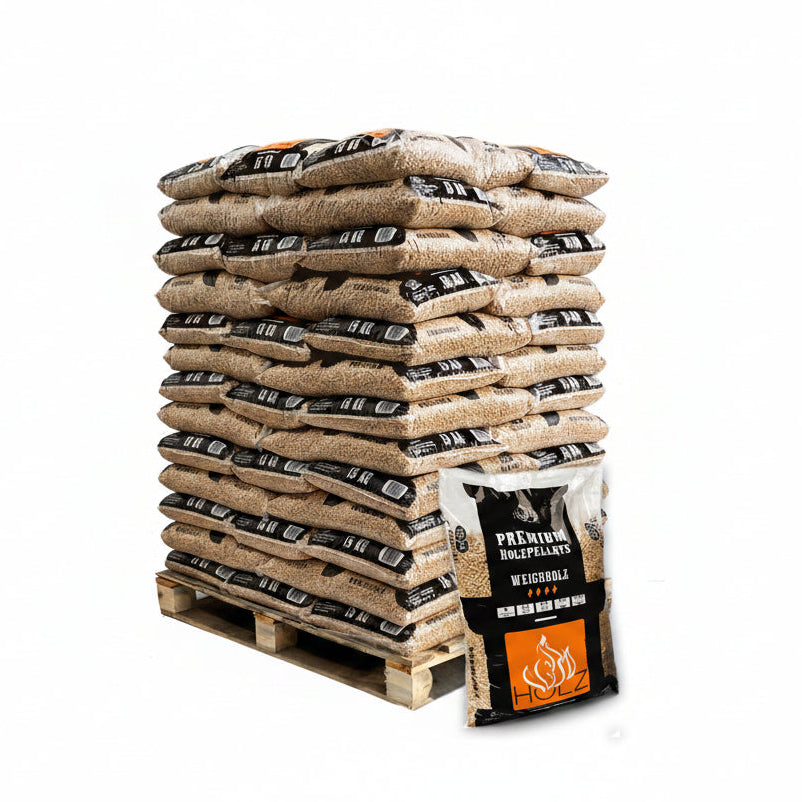 Pallet met zakken Premium houtpellets zachthout, 975 kg